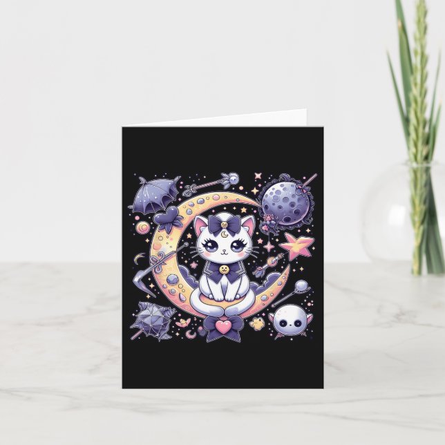 Tarjeta Sailor Meow Cute Moon Cat Space Magic Gothico Hall (Anverso)