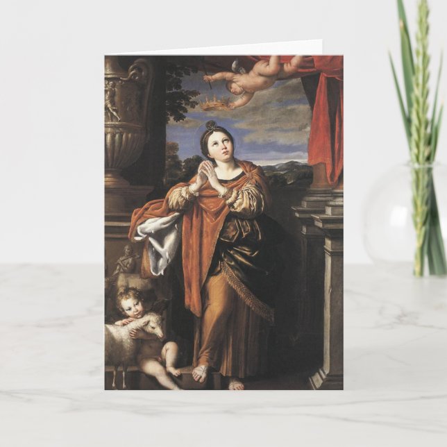 Tarjeta Saint Agnes by Domenichino (c. 1620) (Anverso)