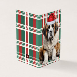 Tarjeta Saint Bernard Dog Holiday Plaid Christmas
