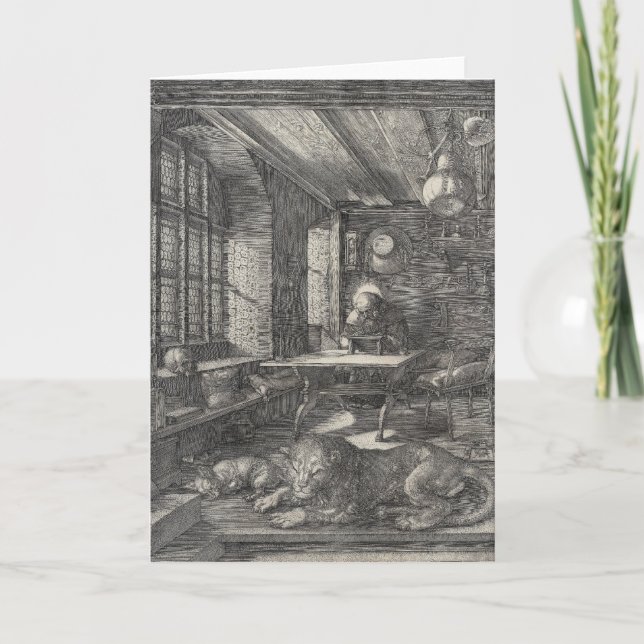 Tarjeta Saint Jerome en su estudio de Albrecht Durer (Anverso)