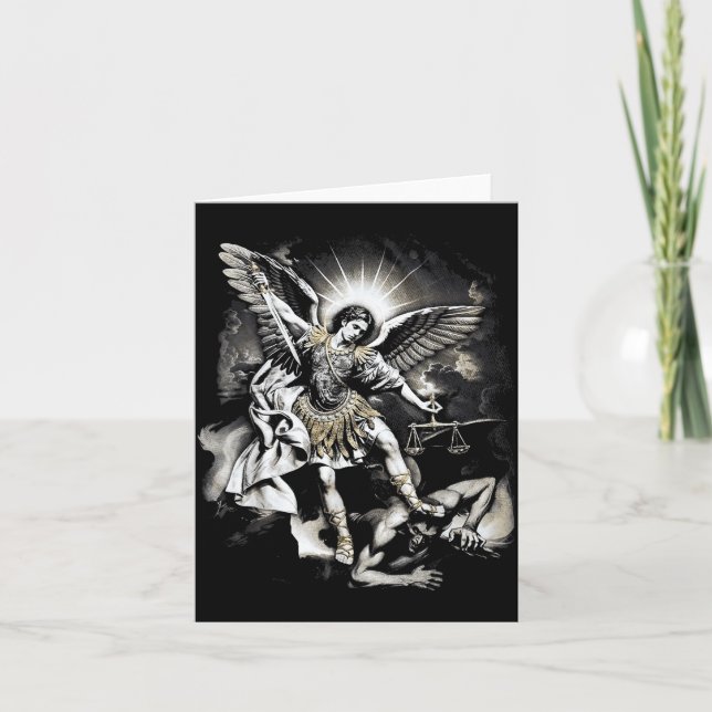 Tarjeta Saint Michael Defeating Satan Archangel Warrior  (Anverso)