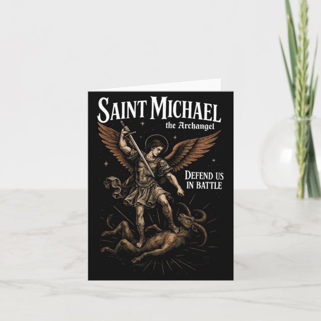 Tarjeta Saint Michael Defend Us In Battle Archangel Christ (Anverso)