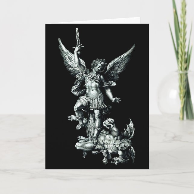 Tarjeta Saint Michael The Archangel Defeating Satan Christ (Anverso)