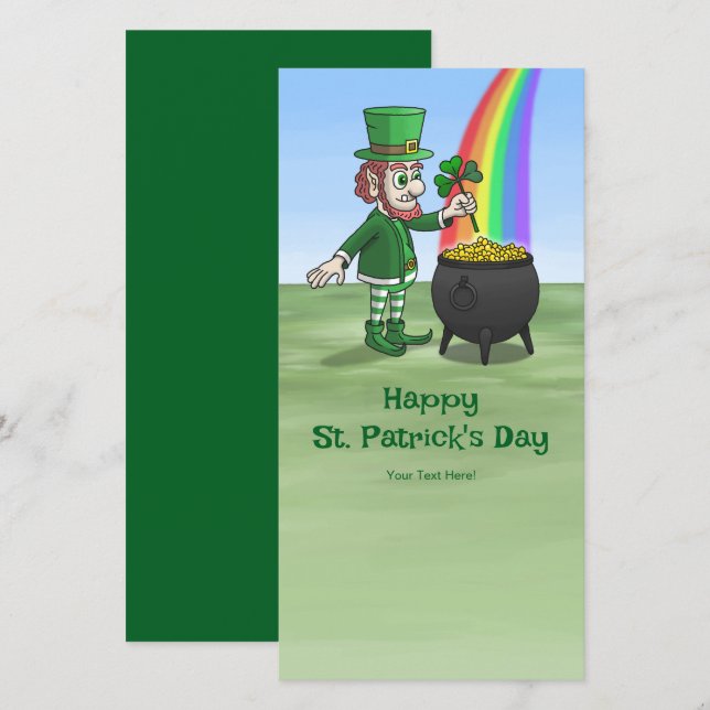 Tarjeta Saint Patrick's Day Leprechaun (Anverso / Reverso)