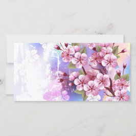 Tarjeta Sakura rosa sobre fondo de pintura