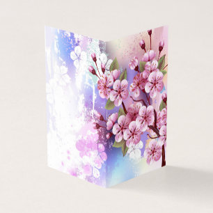 Tarjeta Sakura rosa sobre fondo de pintura