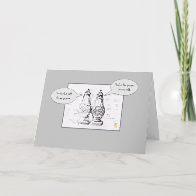 Tarjeta Sal y pimienta en la flor gris romántica (Anverso)