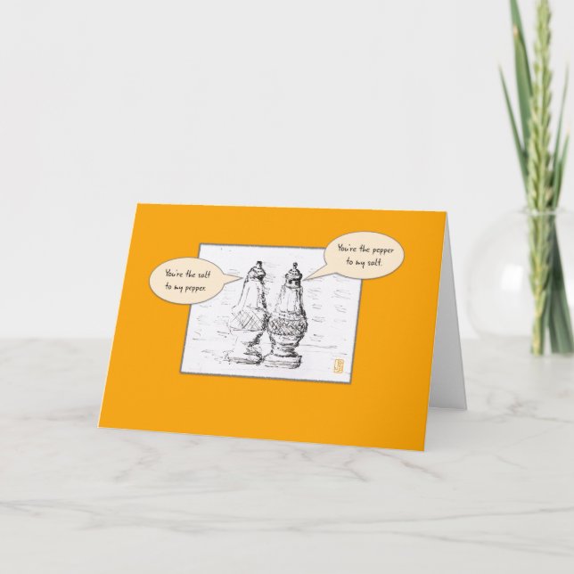 Tarjeta Sal y pimienta en la Naranja Flirty Romántico (Anverso)