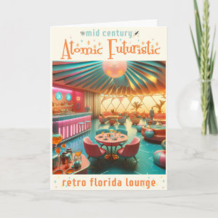 Tarjeta Sala de estar atómica futurista retro de Florida