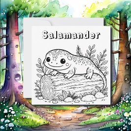 Tarjeta Salamander | Página de coloreado del niño