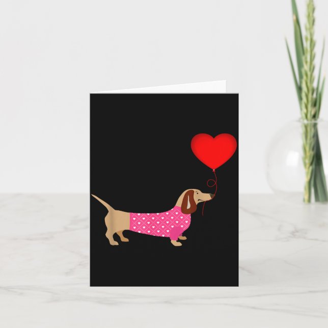 Tarjeta Salchicha de San Valentín Daschund Doxie con vesti (Anverso)