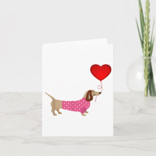Tarjeta Salchicha de San Valentín Daschund Doxie con vesti