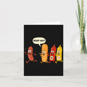 Tarjeta Salchicha Pan Chup Mostaza Abrazo de Grupo Hotdog 