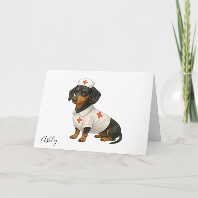 Tarjeta Salchicha Personalizada Recupérate Pronto Perro  (Anverso)