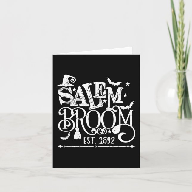 Tarjeta Salem Broom Co Est 1692 Graciosa Bruja de Hallowee (Anverso)