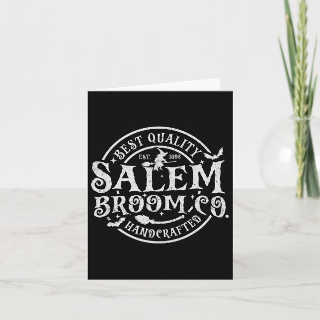 Tarjeta Salem Broom Company Est 1692 Halloween Fun Witch (Anverso)