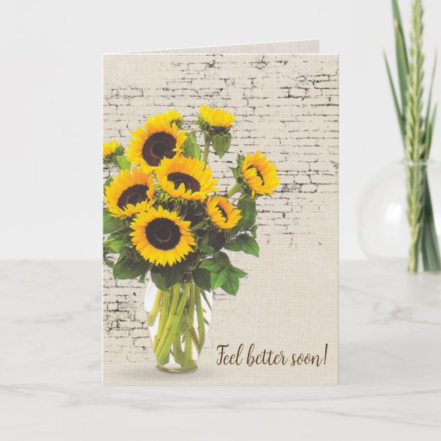 Tarjeta Salga Bien Pronto El Bouquet De Girasol Con Tarjet (Anverso)