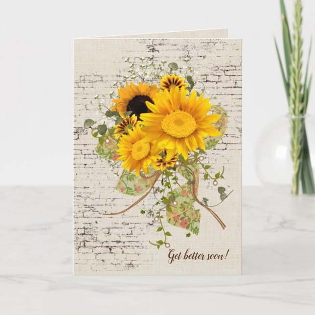 Tarjeta Salga Bien Pronto El Bouquet De Girasol Con Tarjet (Anverso)