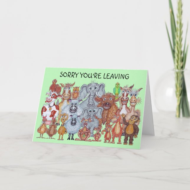 Tarjeta Salida de caricatura animal (Anverso)