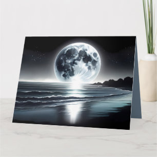 Tarjeta Salida de luna surrealista sobre la tranquila oril