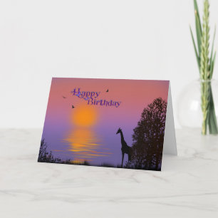 Tarjeta Salida del sol con jirafa-Cumpleaños