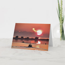 Tarjeta Salida del sol sobre puerto de las MAMÁES de