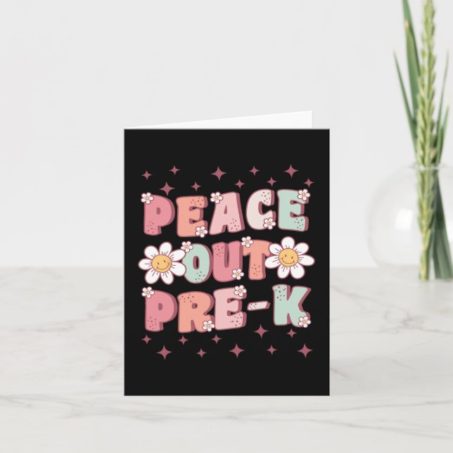 Tarjeta Salida Pre-k Lindo Groovy Último Día De Preescolar (Anverso)