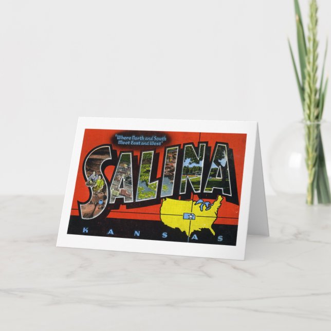 Tarjeta Salina Kansas Vintage Greeting (Anverso)