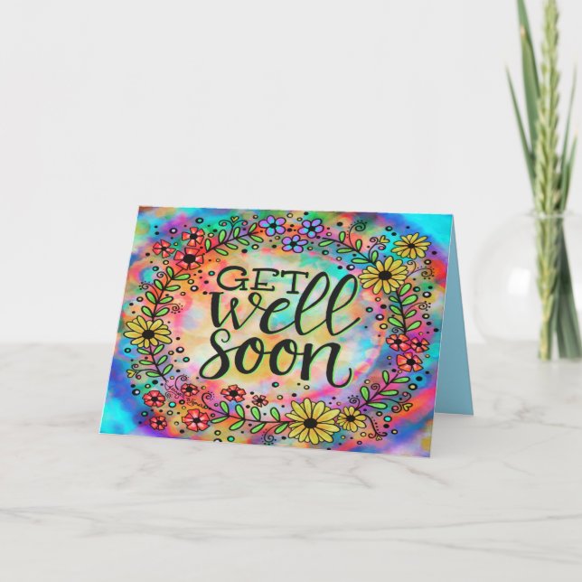 Tarjeta Salir Bien Pronto Bonito Floral (Anverso)