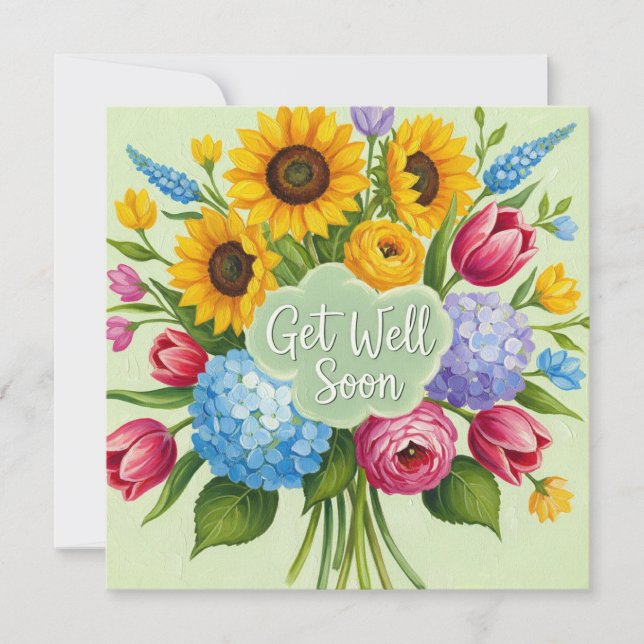 Tarjeta Salir Bien Pronto Floral Bouquet (Anverso)
