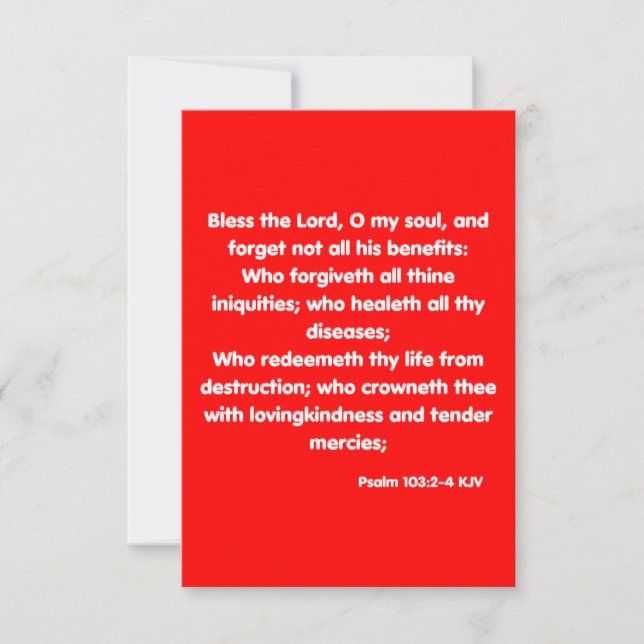 Tarjeta Salmo 103:2-4 Saludo de la Biblia de KJV (Anverso)