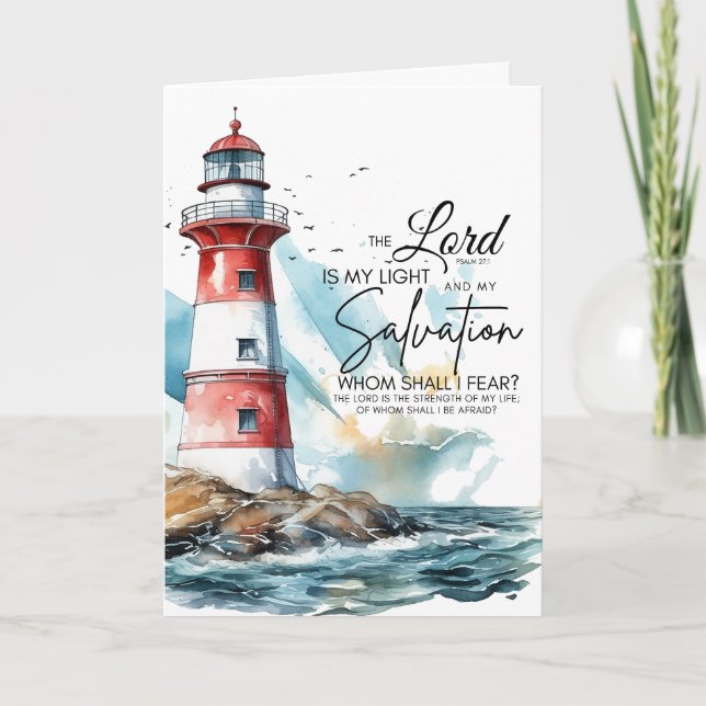 Tarjeta Salmo 27:1 Biblia SEÑOR es mi luz y salvación (Anverso)