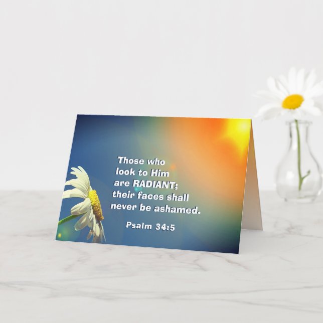 Tarjeta Salmo 34:5 Los que lo miran son la Biblia RADIANTE (Planta pequeña)