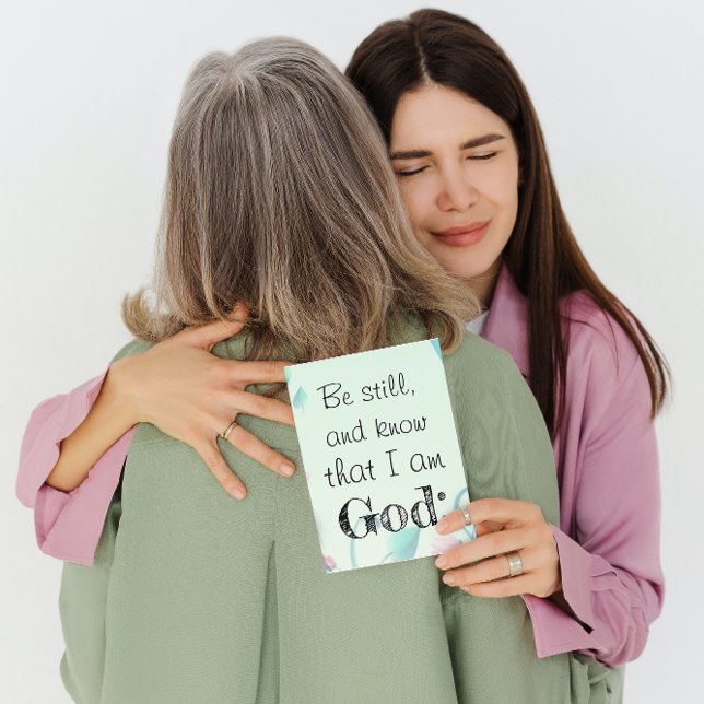 Tarjeta Salmo 46 Sea Aún Floral Verde Motivacional (Subido por el creador)