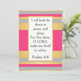 Tarjeta Salmo 4:8 Versículo Bíblico, Escritura de Sueño Pa