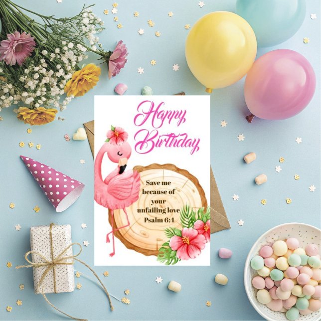 Tarjeta Salmo 6:4 Felicitaciones de cumpleaños cristianas (Personalize this beautiful Christian Birthday Greeting with love and encouragement. With Psalm 6:4)
