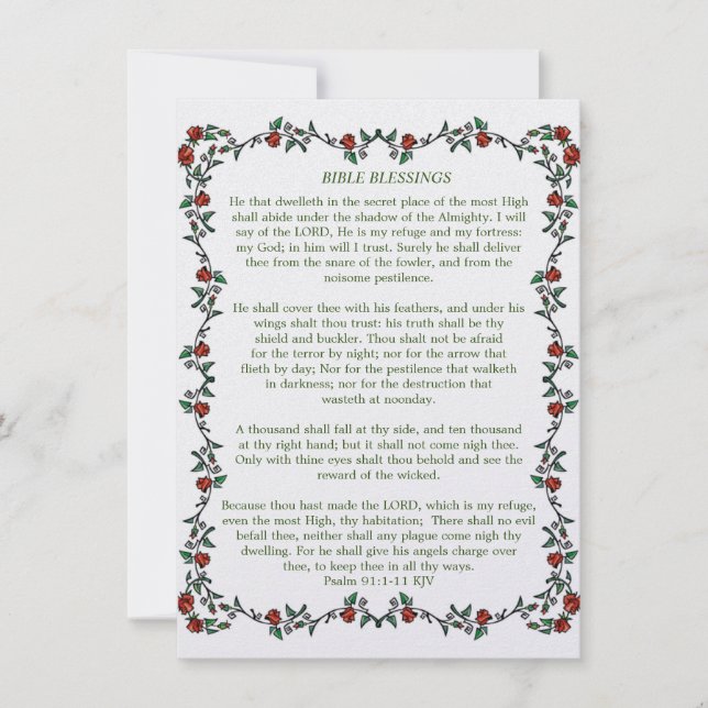 Tarjeta Salmo 91 Bendiciones de la Biblia (Anverso)