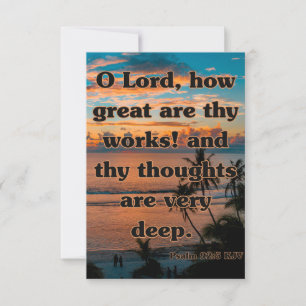 Tarjeta Salmo 92:5 KJV Biblia Verse Pic Greeting Card