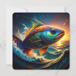 Tarjeta Salmón de Conocimiento, vibrante peces Sunset Ocea