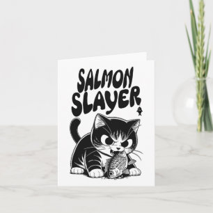 Tarjeta Salmon Slayer Funny Cat Pesca Salmon Fish