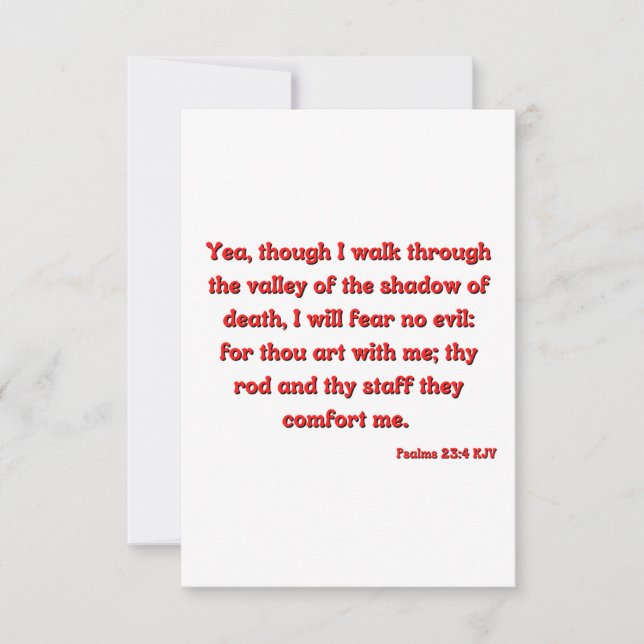 Tarjeta Salmos 23:4 Biblia Verse Scripture saludo plano (Anverso)