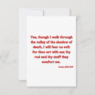 Tarjeta Salmos 23:4 Biblia Verse Scripture saludo plano