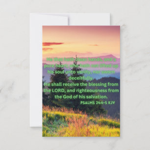 Tarjeta Salmos 24:4-5 KJV Biblia Verse Pic Flat Greeting