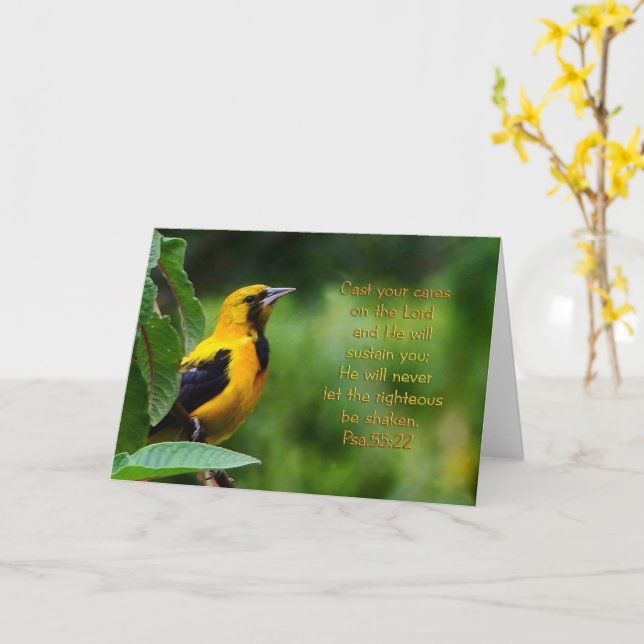 Tarjeta Salmos 55:22 Inspiradores (flor amarilla)