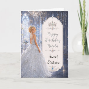 Tarjeta Salón Azul bajo la Luz de la Luna Cumpleaños Dieci