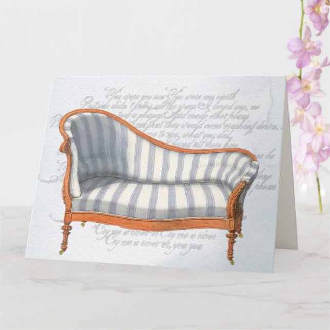 Tarjeta Salón de la Chaise Victorian Blue Stripe (Orquídea)