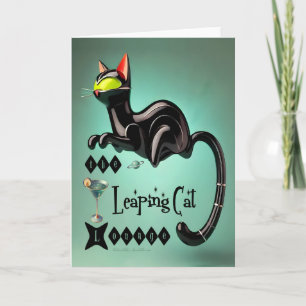 Tarjeta Salón del Gato Saltarín Futurista Atómico
