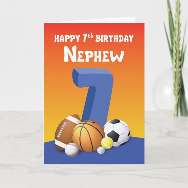 Tarjeta Salones deportivos de cumpleaños 7 de sobrino (Anverso)