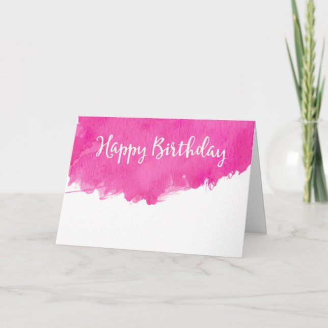 Tarjeta Salpicadura de pintura acuarela rosa Feliz Cumplea (Anverso)