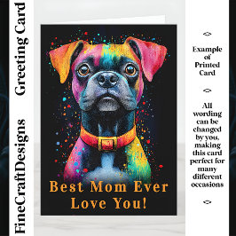 Tarjeta Salpicaduras de pintura vívida Black Dog, Madre pe